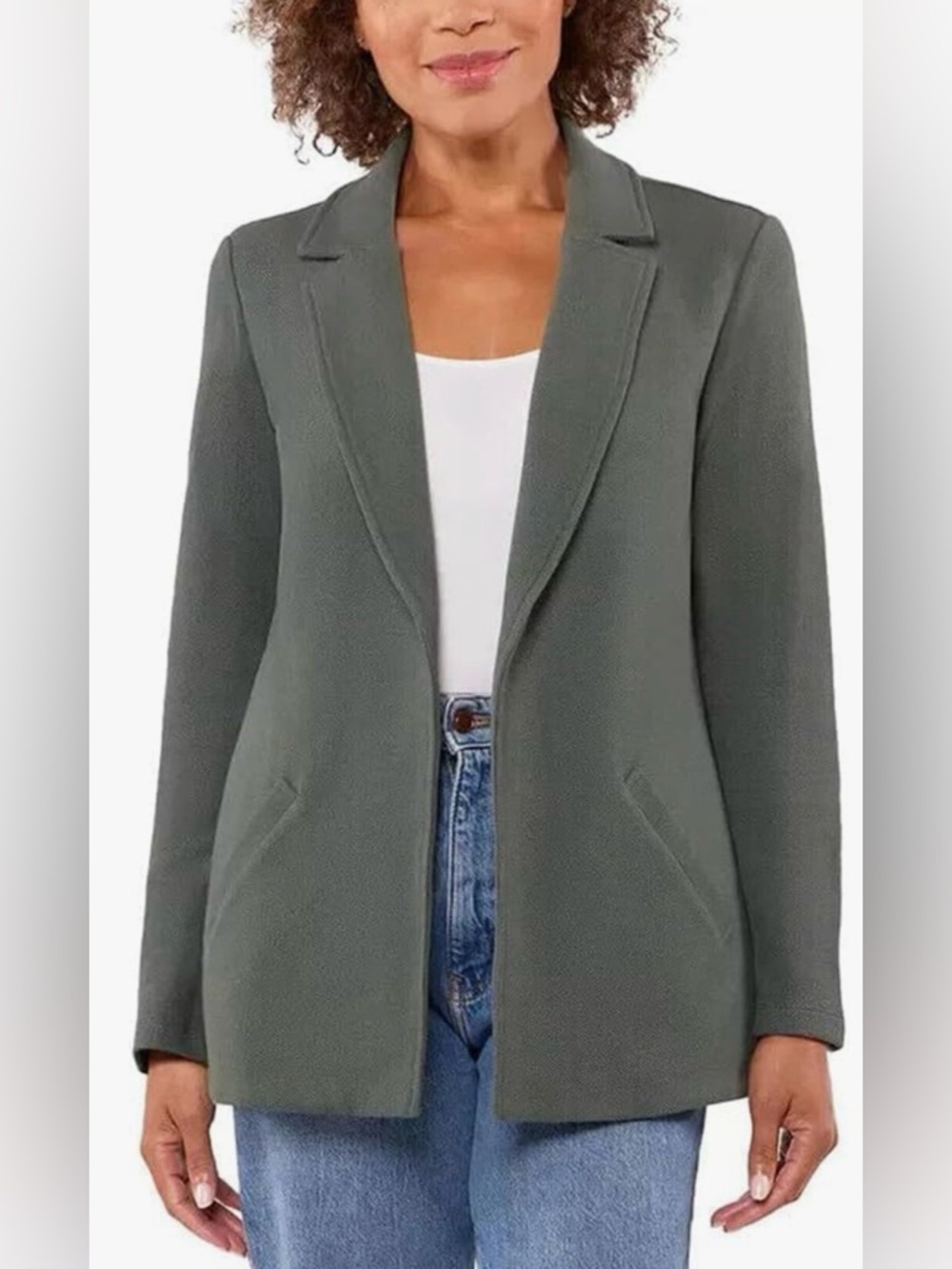 New XL Women's Olive Green Open-Front Blazer Jacket